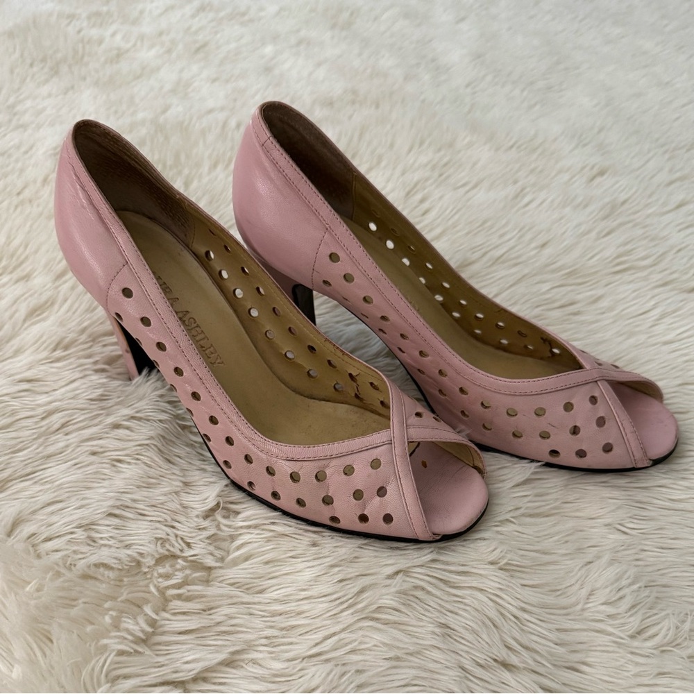 Laura Ashley Blush Vintage Peep-Toe Heels